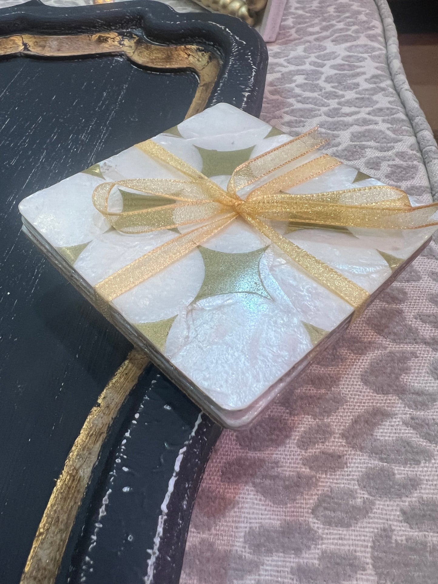 GOLD/IVORY COASTERS
