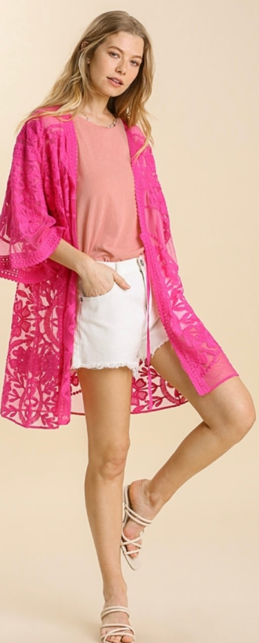 FLORAL LACE KIMONO