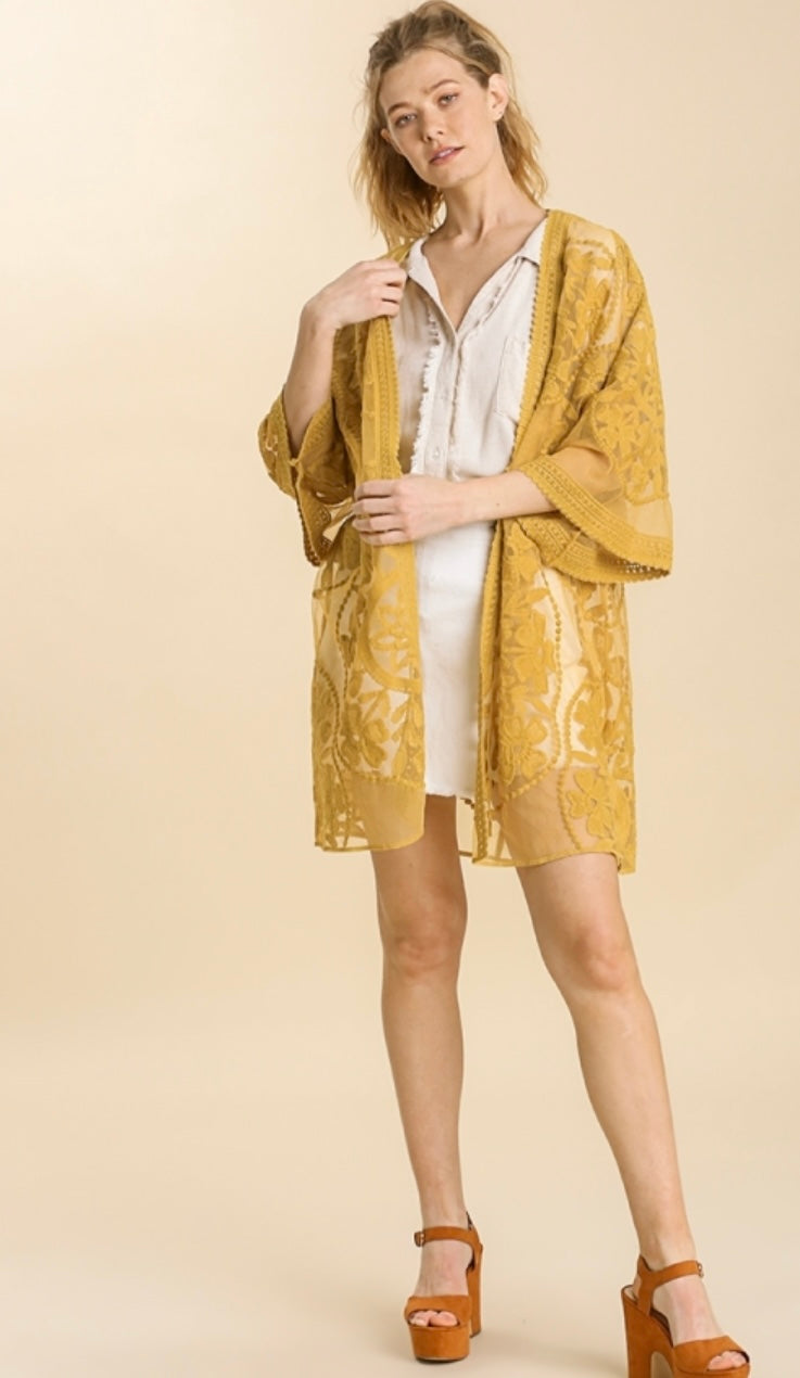 FLORAL LACE KIMONO
