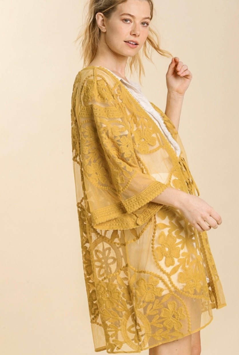 FLORAL LACE KIMONO