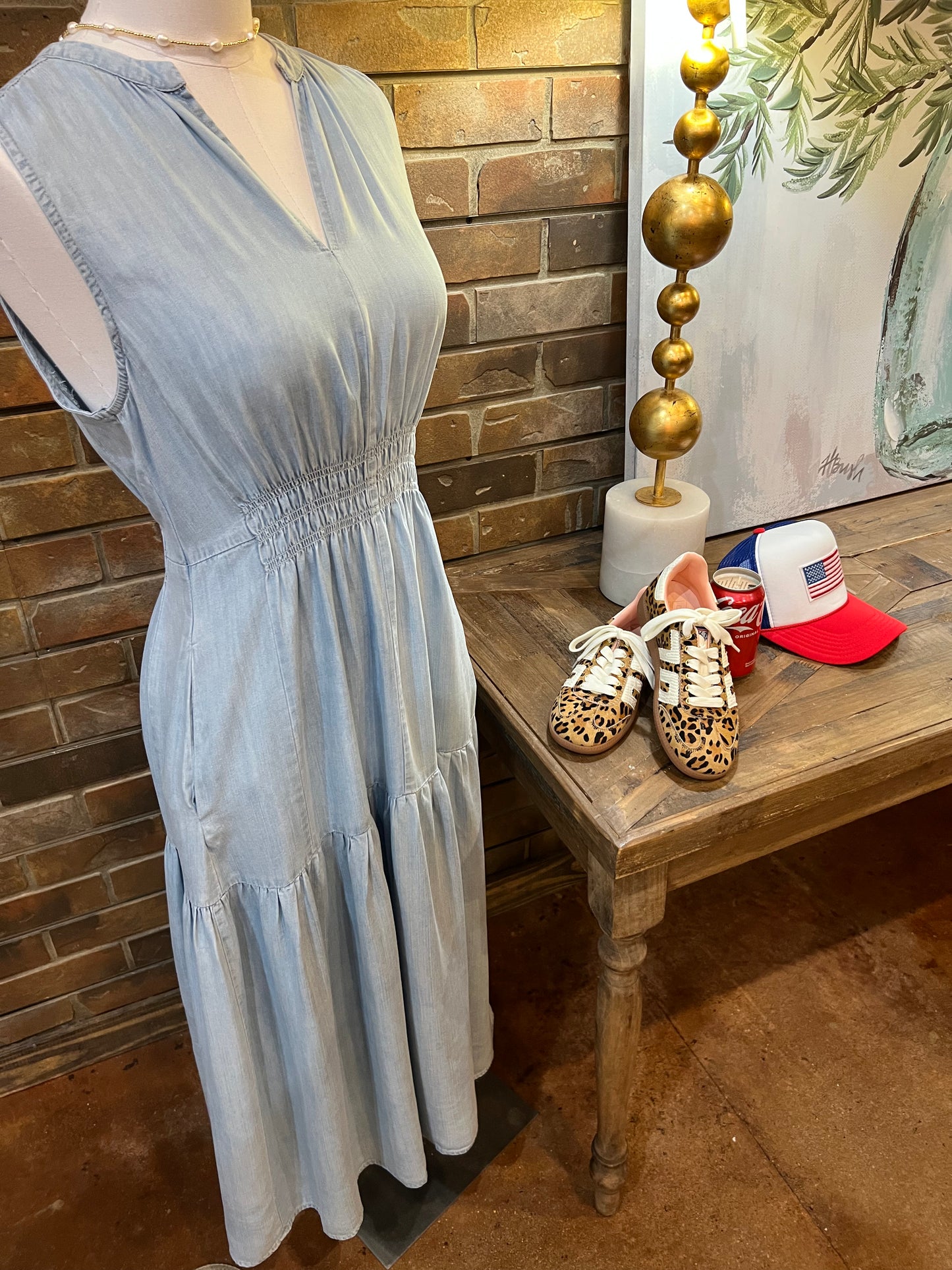 CHAMBRAY MIDI DRESS