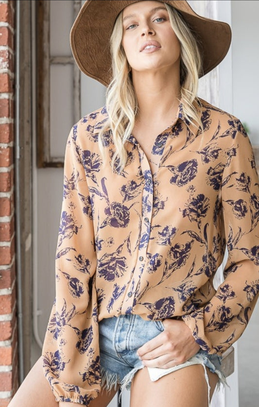 FLORAL PRINT SHEER SHIRT