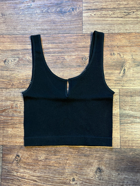 V-NECK RIB CROP